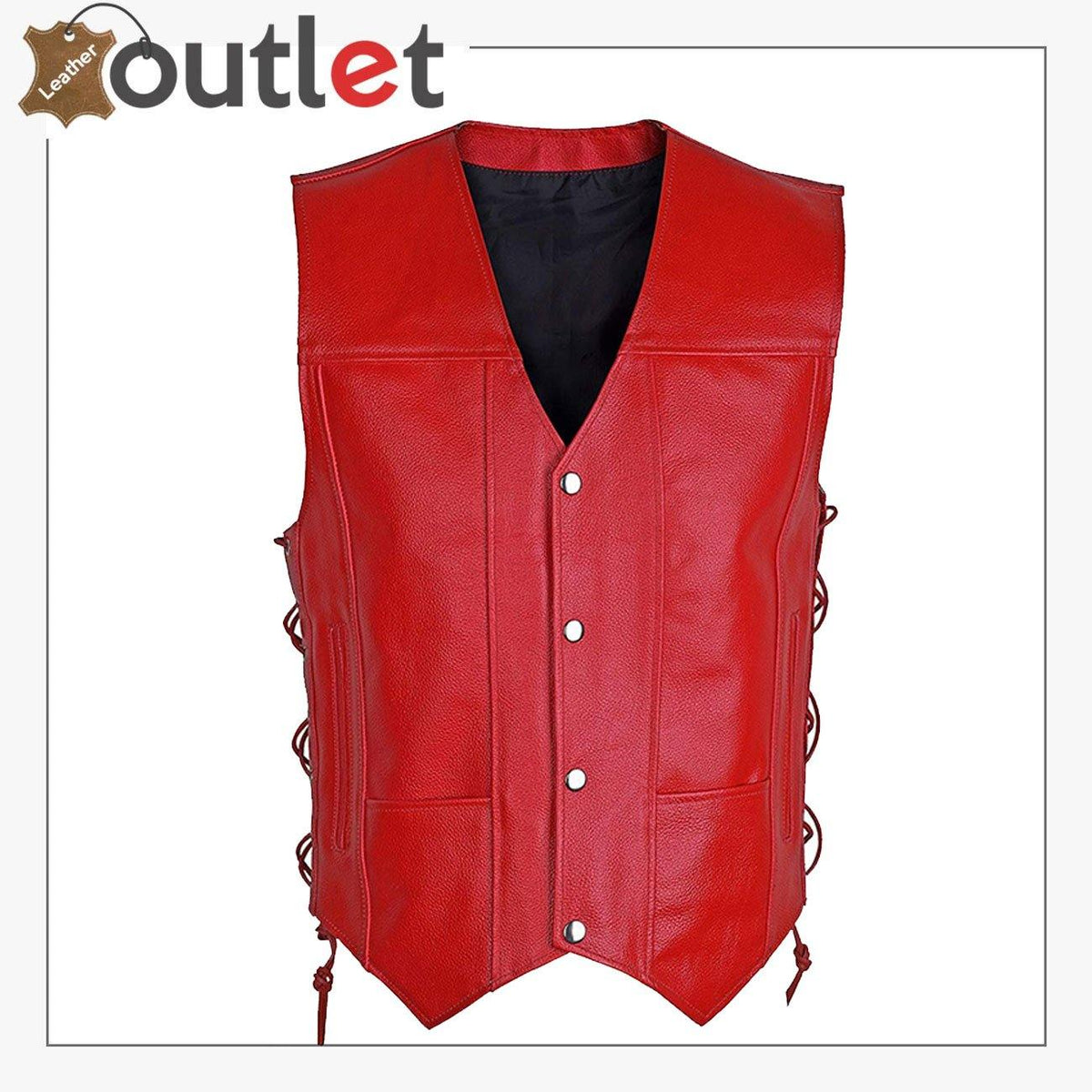 Mens tactical style leather vest with multiple pockets, front view