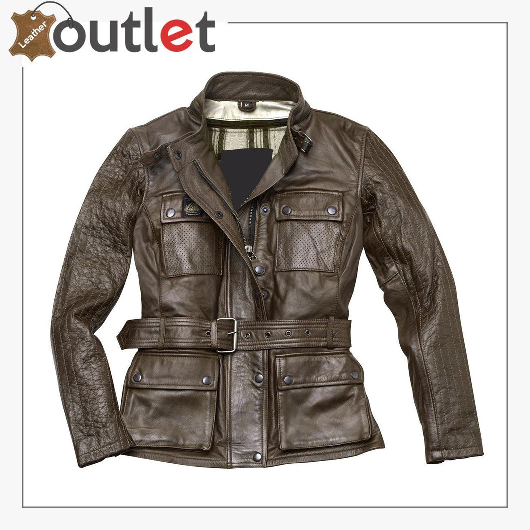 Madrid Ladies Motorcycle Leather Jacket for Womens