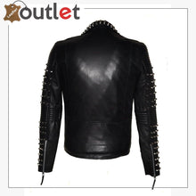 Load image into Gallery viewer, Men Best Seller Lamb Leather Studded Jacket - Leather Outlet
