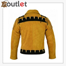 Load image into Gallery viewer, Men Golden Brown Suede Western Cowboy Leather Jacket
