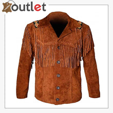 Load image into Gallery viewer, Men Wastern Leather Jacket and Fringe Beaded Coat
