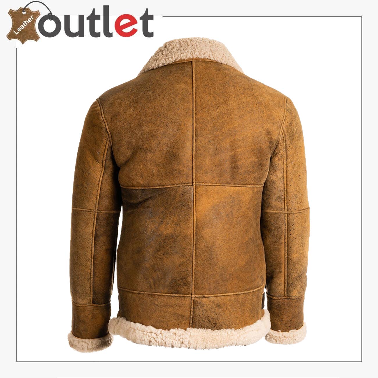 Men Aviator RAF B3 Bomber Shearling Fur Genuine Leather Jacket B3 Leather Bomber Jackets