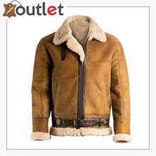 Load image into Gallery viewer, Men Aviator RAF B3 Bomber Shearling Fur Genuine Leather Jacket

