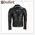 Men's Black Sheep Leather Vintage Style Biker Fashion Casual Leather Jacket