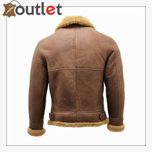 Load image into Gallery viewer, Men&#39;s Brown B3 Shearling Sheepskin WW2 Bomber Leather Flying Aviator Jacket - Leather Outlet
