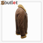 Men's Brown B3 Shearling Sheepskin WW2 Bomber Leather Flying Aviator Jacket - Leather Outlet