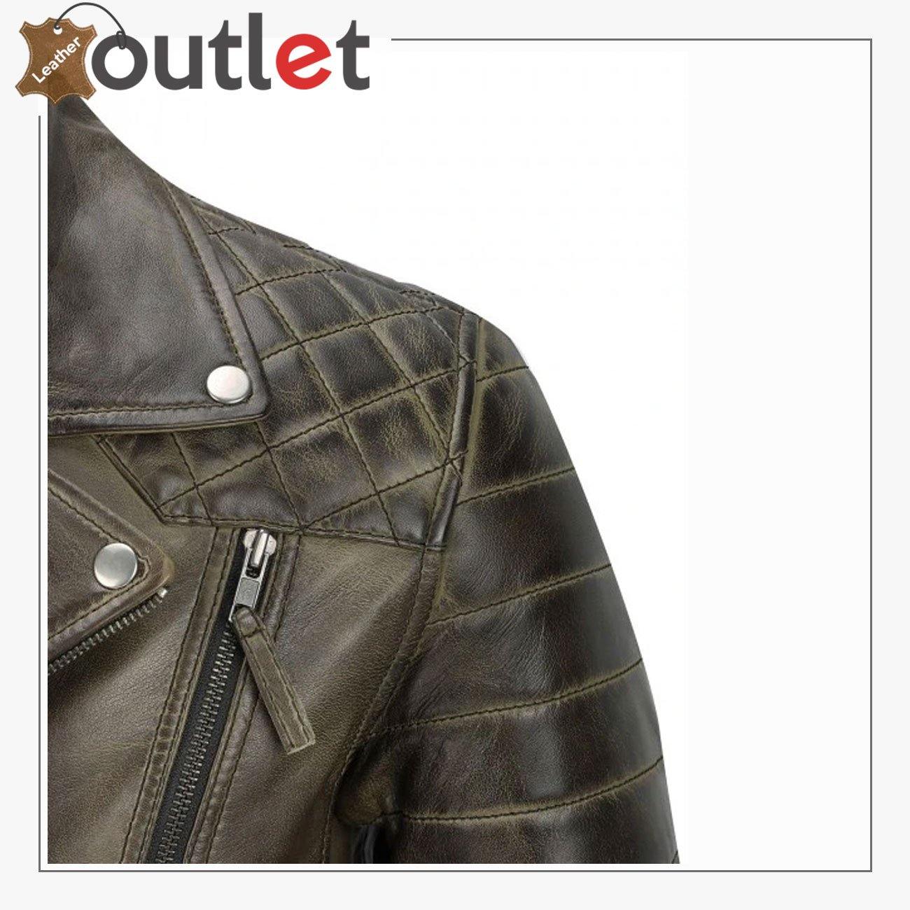 Men's Brown Sheep Leather Vintage Style Biker Fashion Casual Leather Jacket - Leather Outlet
