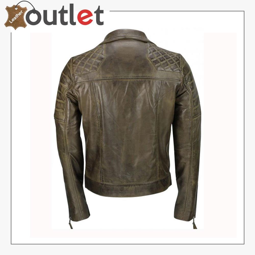 Men's Brown Sheep Leather Vintage Style Biker Fashion Casual Leather Jacket