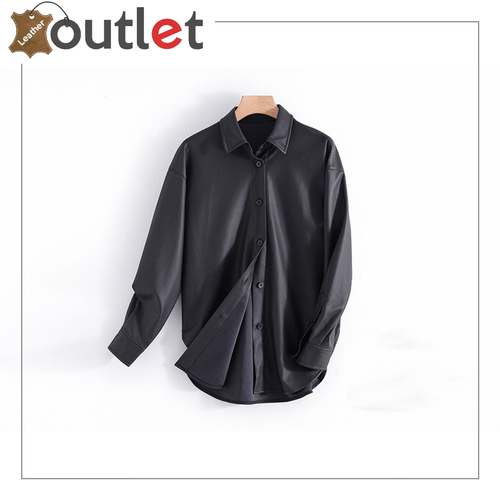  Men's Genuine Lambskin Leather Shirt, Unisex Shirt, Leather 