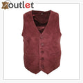 Men's Goat Suede Classic Smart Burgundy Leather Waistcoat - Leather Outlet