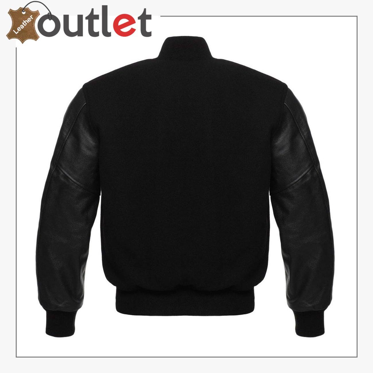 Men's Leather Letterman Baseball Bomber Varsity Jacket - Leather Outlet