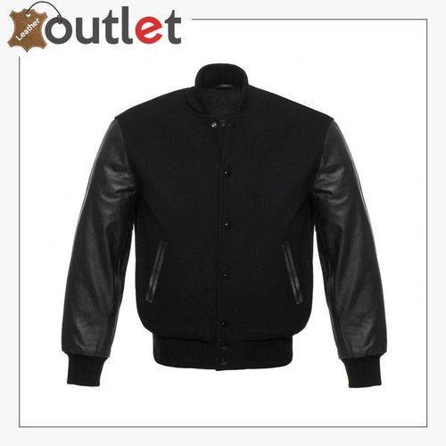 Men's Leather Letterman Baseball Bomber Varsity Jacket - Leather Outlet