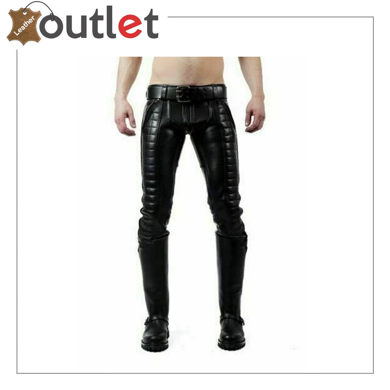 Men's Real Cowhide Leather 2024 Trouser Jeans Breeches Padded Leather Pants BLUF Lederhosen Biker Pant