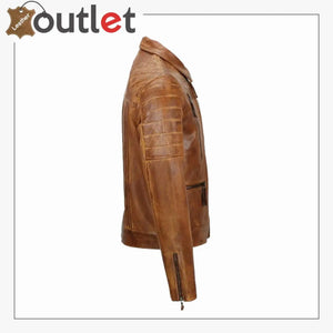 Men's Tan Sheep Leather Vintage Style Biker Fashion Casual Leather Jacket - Leather Outlet