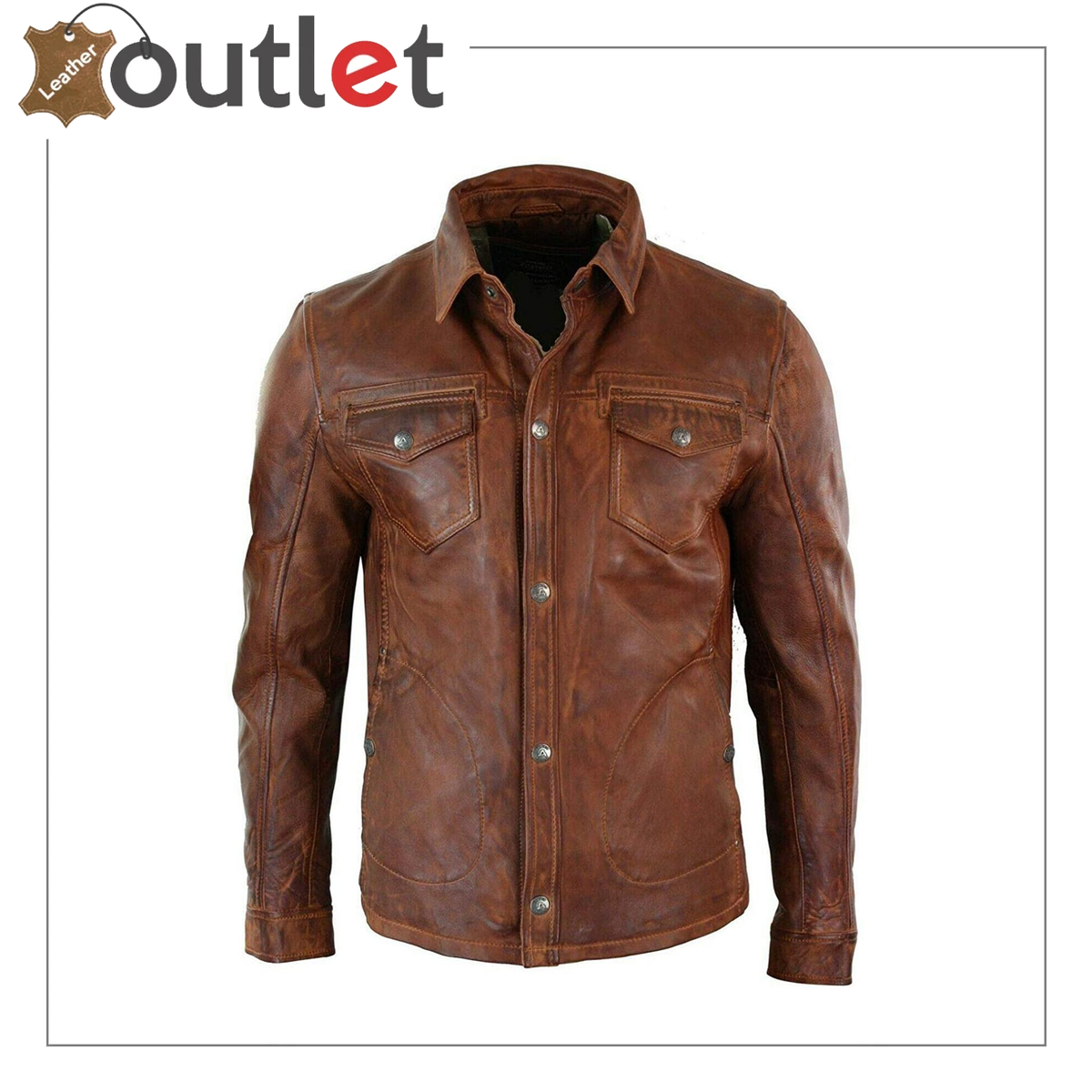 Red lambskin leather shirt for men in slim uniform style with epaulettes