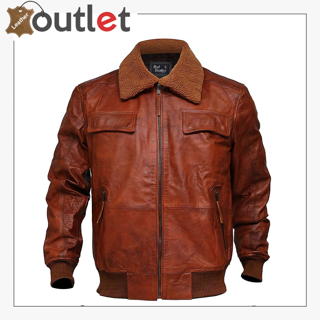 Men's Aviator Brown Air force Bomber A2 Flight Distressed Leather Jacket Leather Outlet