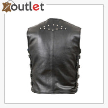 Load image into Gallery viewer, Men&#39;s Genuine Cow Leather Heavy Buckled Rocker Biker Motorcycle Vest
