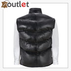 Men's Puffer Leather Black Casual Vest Leather Outlet
