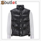Men's Puffer Leather Black Casual Vest Leather Outlet