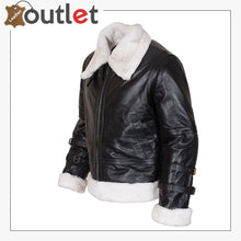 Load image into Gallery viewer, Mens B3 Aviator Black Fur Bomber Leather Jacket
