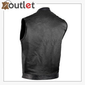 Mens Black Classic Leather Vest 