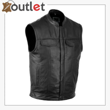 Load image into Gallery viewer, Mens Black Classic Leather Vest 
