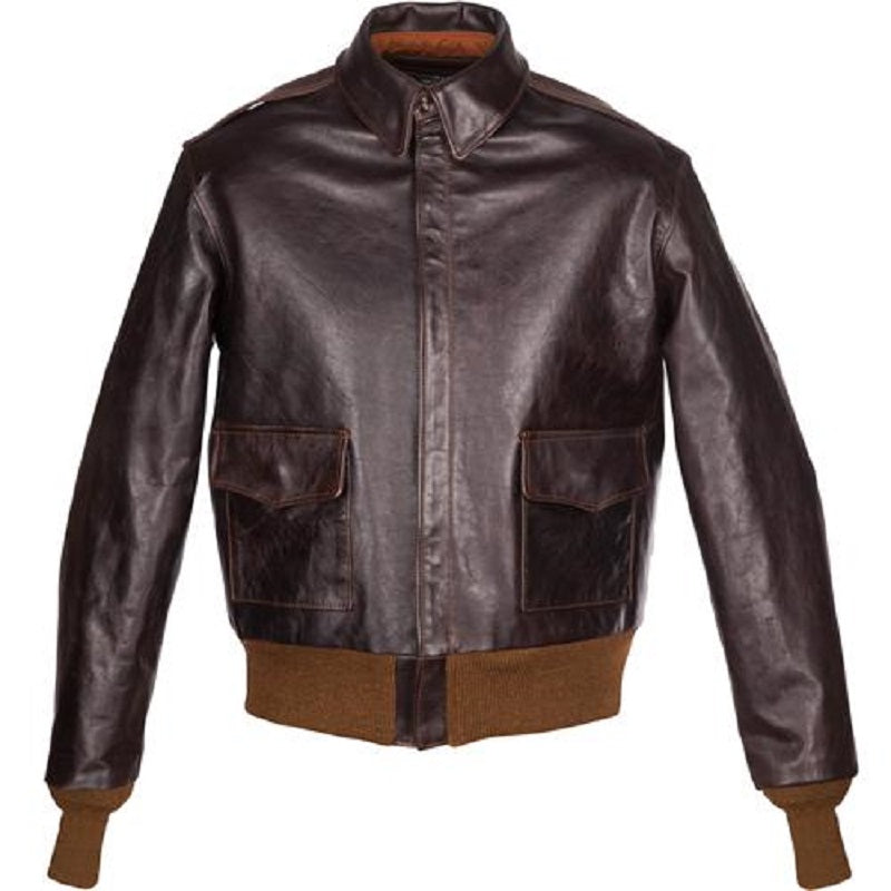 A-2 horsehide bomber jacket for men in brown horse leather