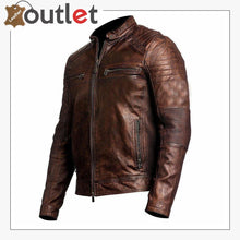 Load image into Gallery viewer, Mens Brown Cafe Racer Vintage Distressed Motorbike Leather Jacket - Leather Outlet
