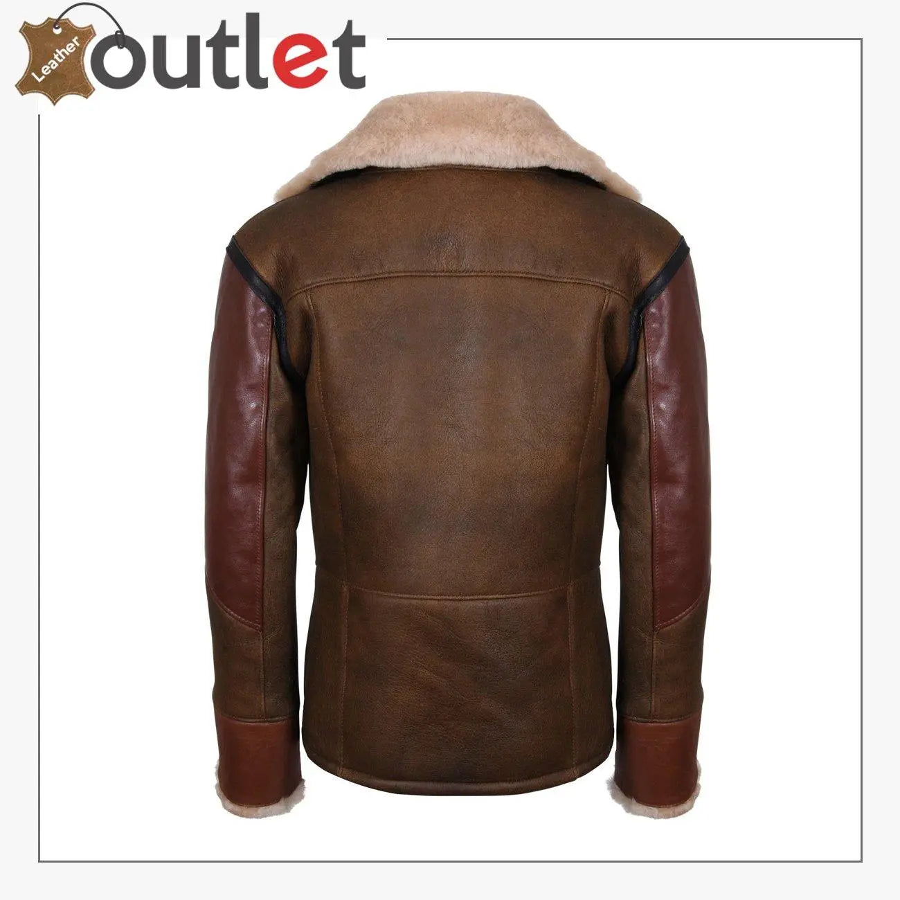 Mens Brown Crossover B3 Sheepskin Aviator Flying Leather Biker Jacket - Leather Outlet