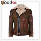 Mens Brown Crossover B3 Sheepskin Aviator Flying Leather Biker Jacket - Leather Outlet