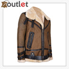Mens Brown Vintage Pilot B3 Sheepskin Flying Leather Jacket - Leather Outlet