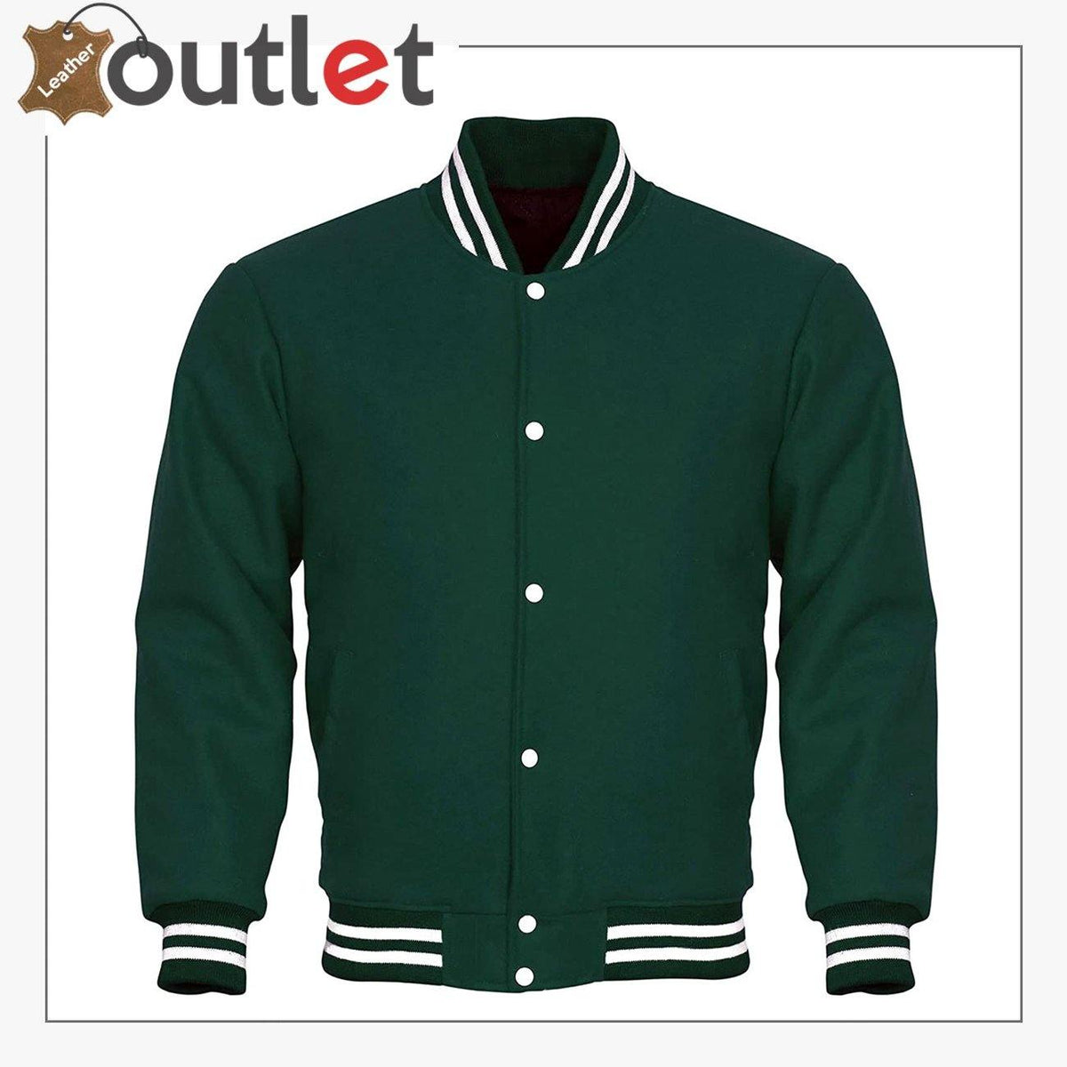 Mens casual lightweight pilot varsity jacket, front view with knit collar