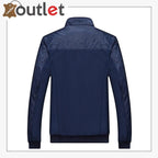 Mens Casual Stand Collar Slim PU Leather Bomber Jacket