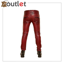 Load image into Gallery viewer,  Edgy Denim Style Mens Leather Pant - Handmade Leather Pants
