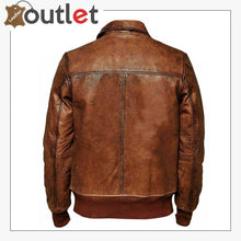 Load image into Gallery viewer, Mens Motorcycle Brown Bomber Winter Leather Jacket

