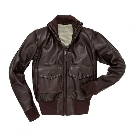 Mens navy blue leather flight jacket in real dyed hide