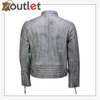 Mens Real Leather Antique Wash Retro Vintage Style Biker Jacket Slim Fit Bomber - Leather Outlet