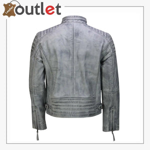 Mens Real Leather Antique Wash Retro Vintage Style Biker Jacket Slim Fit Bomber - Leather Outlet