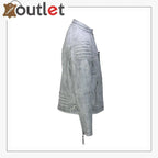 Mens Real Leather Antique Wash Retro Vintage Style Biker Jacket Slim Fit Bomber - Leather Outlet