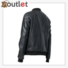 Load image into Gallery viewer, Mens Studded Bomber Biker Motorcycle Retro Cafe Racer Black Leather Jacket
