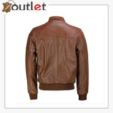 Load image into Gallery viewer, Mens Tan Soft Real Leather Smart Casual Vintage Bomber Biker Style Jacket

