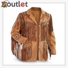 Load image into Gallery viewer, Mens Traditional Cowboy Western Leather Jacket Coat
