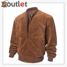 Load image into Gallery viewer, Mens Vintage Leather Baseball Bomber Jacket

