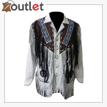 Load image into Gallery viewer, Mens Western Leather Jacket with Fringes &amp; Beads
