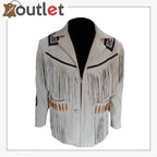 Mens Western Suede Leather Fringed Jacket 