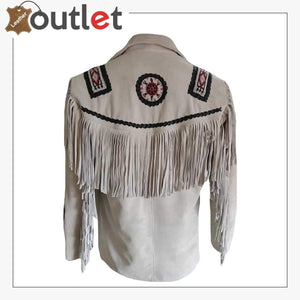 Mens Western Suede Leather Fringed Jacket 