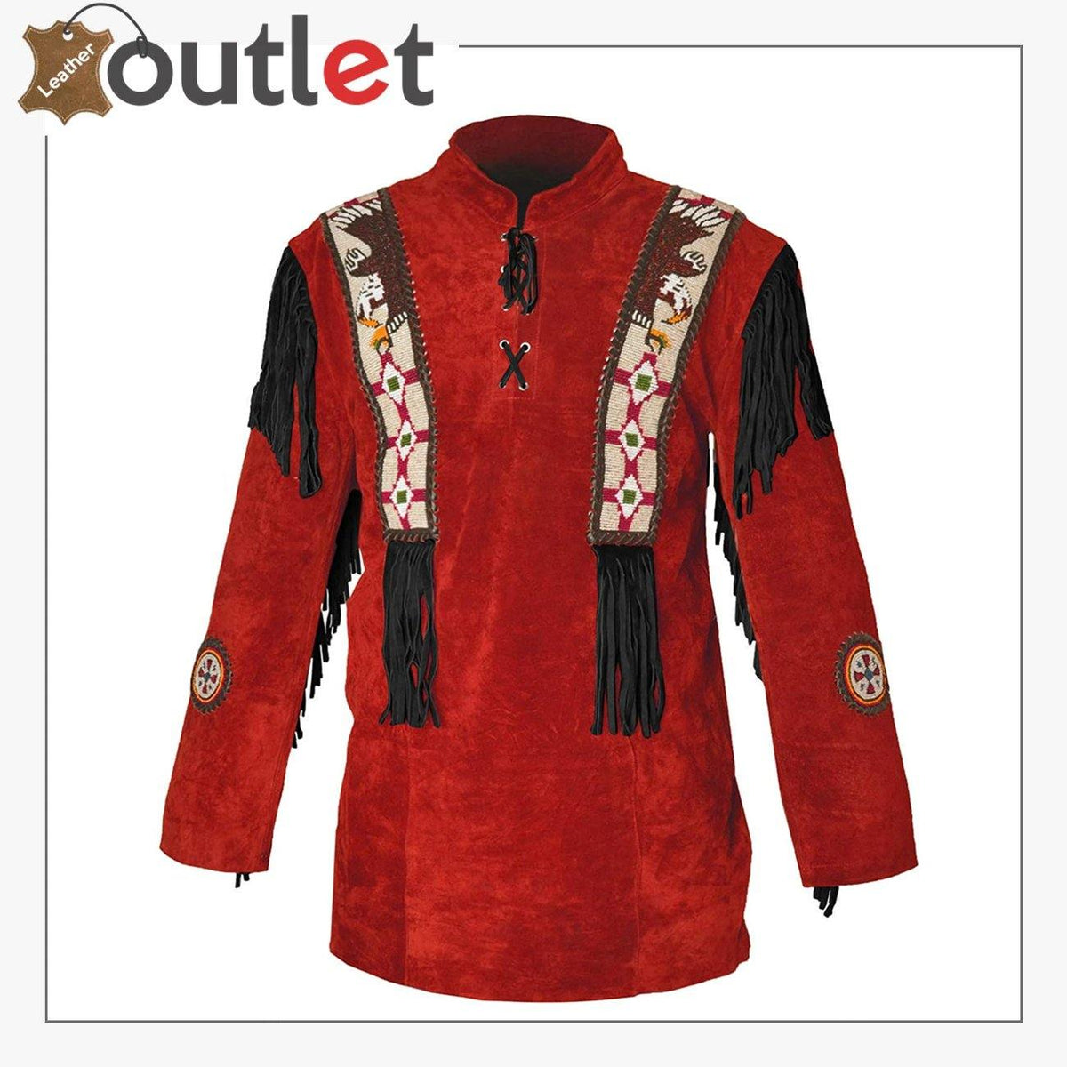 Mens western suede leather jacket in tan without fringe, front view