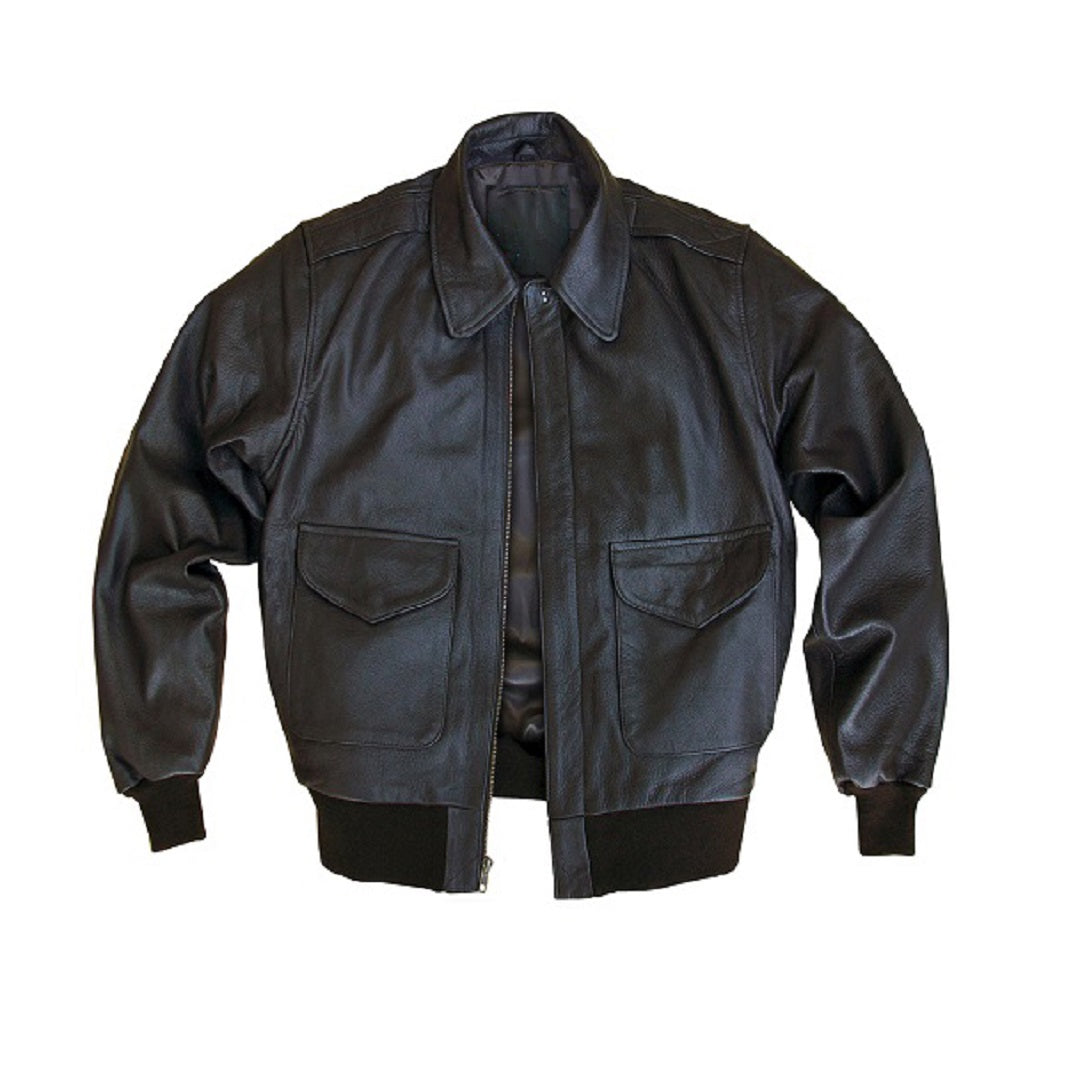 Mens modern A-2 goatskin leather jacket with slimmer fit