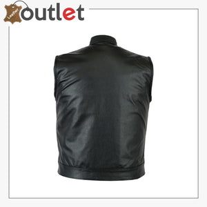 Mens Black Real Leather Vest