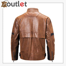 Load image into Gallery viewer, Mens Fashion Leather Motorcycle Jacket Brown Biker Stand Collar
